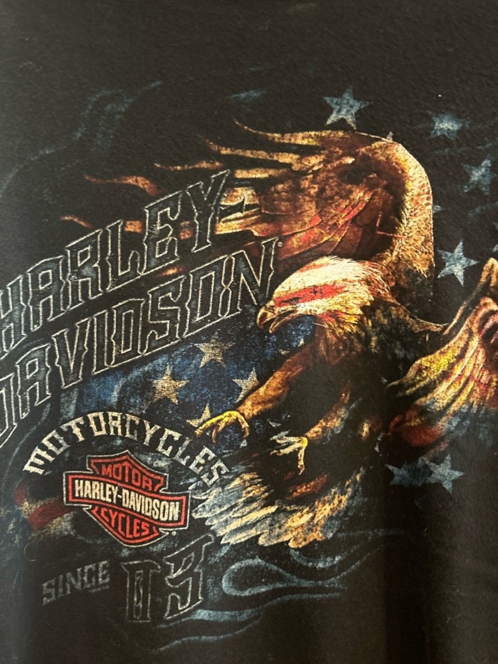 Harley-Davidson Black Short Sleeve Tee with Patriotic Eagle Graphic 2016 large